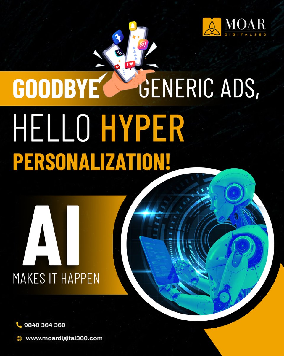 MoarDigital's tweet image. From generic to genius—AI powers hyper-personalized marketing 📣💯

#AIMarketing #DigitalAds #HyperPersonalized #SmartMarketing #advertising #moardigital360
