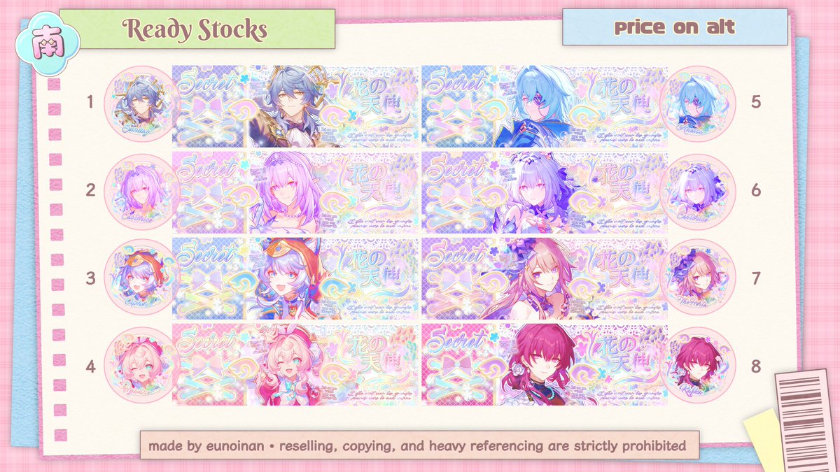 eunoinan's tweet image. Any interactions are greatly appreciated!♡

Aloo, nan kembali membawa ready stock layout (+giveaway) genshin dan HSR art baru yang bisa dibookkng mulai 18.30 WIB (+2K fee book) atau tanpa fee mulai 23.30 WIB. Info selengkapnya bisa simak thread berikut ya! 

#zonauang #zonajajan