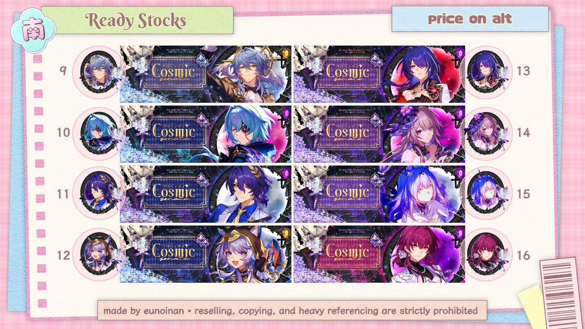 eunoinan's tweet image. Any interactions are greatly appreciated!♡

Aloo, nan kembali membawa ready stock layout (+giveaway) genshin dan HSR art baru yang bisa dibookkng mulai 18.30 WIB (+2K fee book) atau tanpa fee mulai 23.30 WIB. Info selengkapnya bisa simak thread berikut ya! 

#zonauang #zonajajan