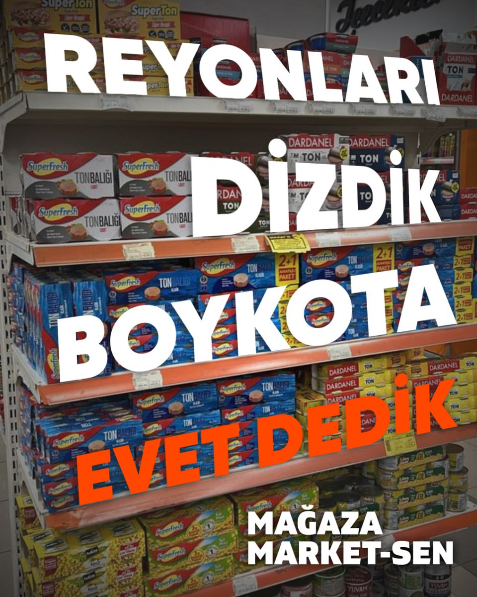 Reyonları dizdik, boykota evet dedik

Rafları biz dizdik ama kimse o raflardan bir şey almayacak. Kasalar açık ama fiş kesilmeyecek. 2 Nisan’da mağaza market işçileri olarak boykotun bir parçasıyız. Alışveriş yapmıyor, harcamıyoruz. Çünkü biliyoruz; üretmeden tüketenler değil,