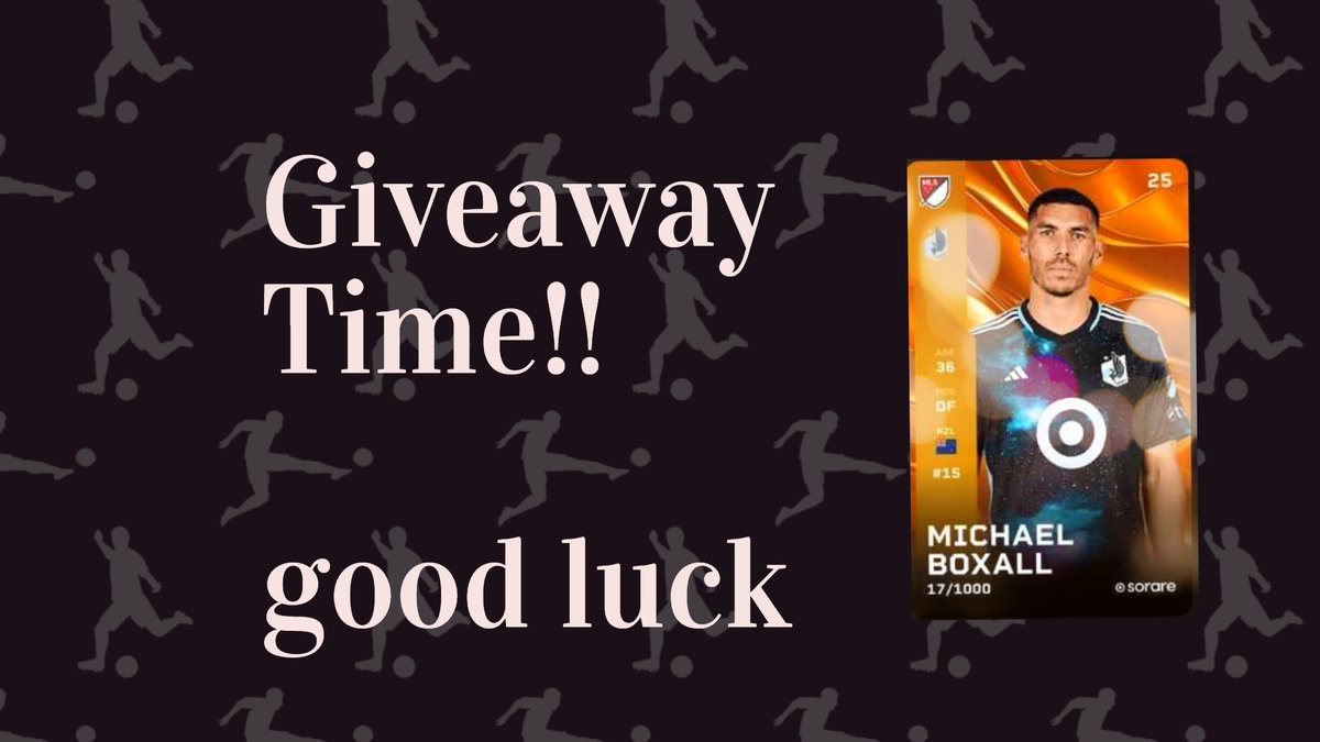 🚨 GIVEAWAY TIME! 🚨
🔥 Want to win a Michael Boxall card on Sorare? Here’s your chance! 🔥

🏆 How to Enter:
1️⃣ Like &amp; Retweet this post
2️⃣ Follow me
3️⃣ Comment your favorite MLS defender!
#Sorare #giveaway #mls #mlsfantasy