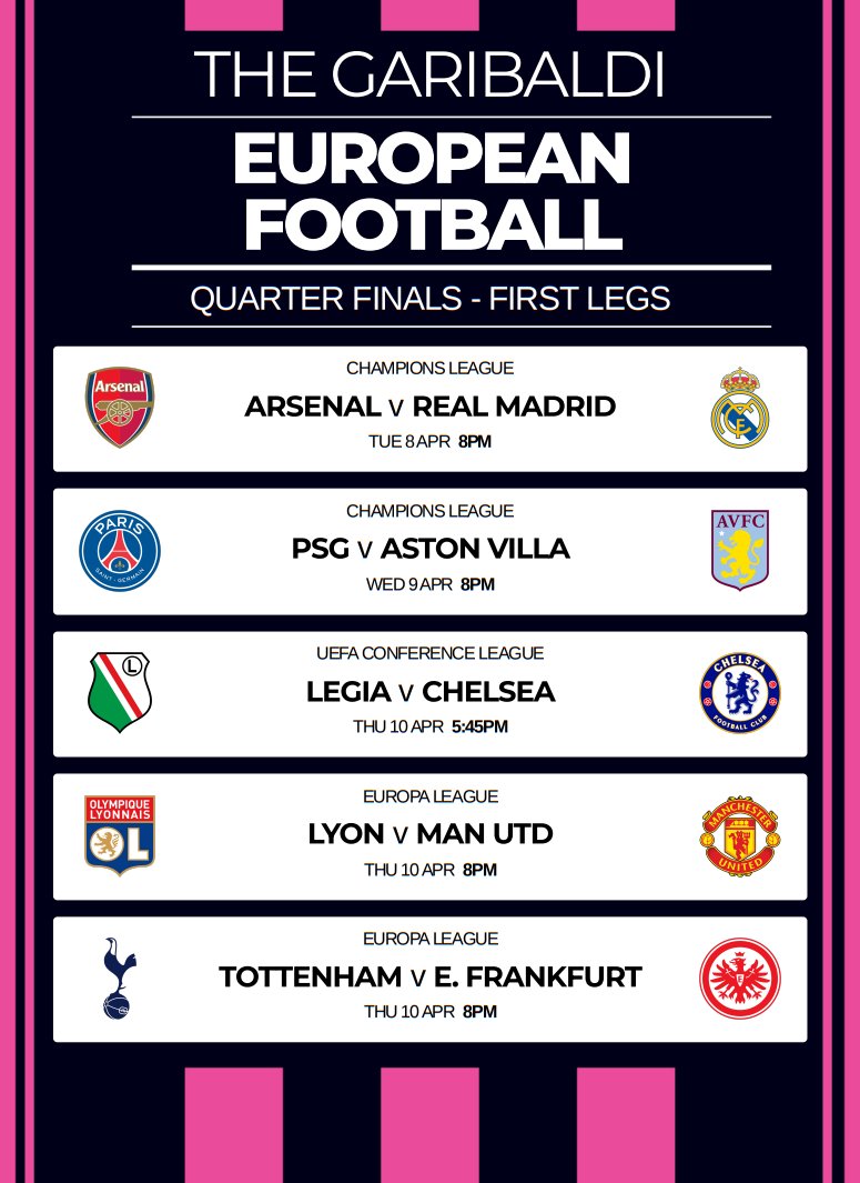 Don't miss out on all European football next week, shown live at the Garibaldi
#UCL #tntsports #redhill #communitypub