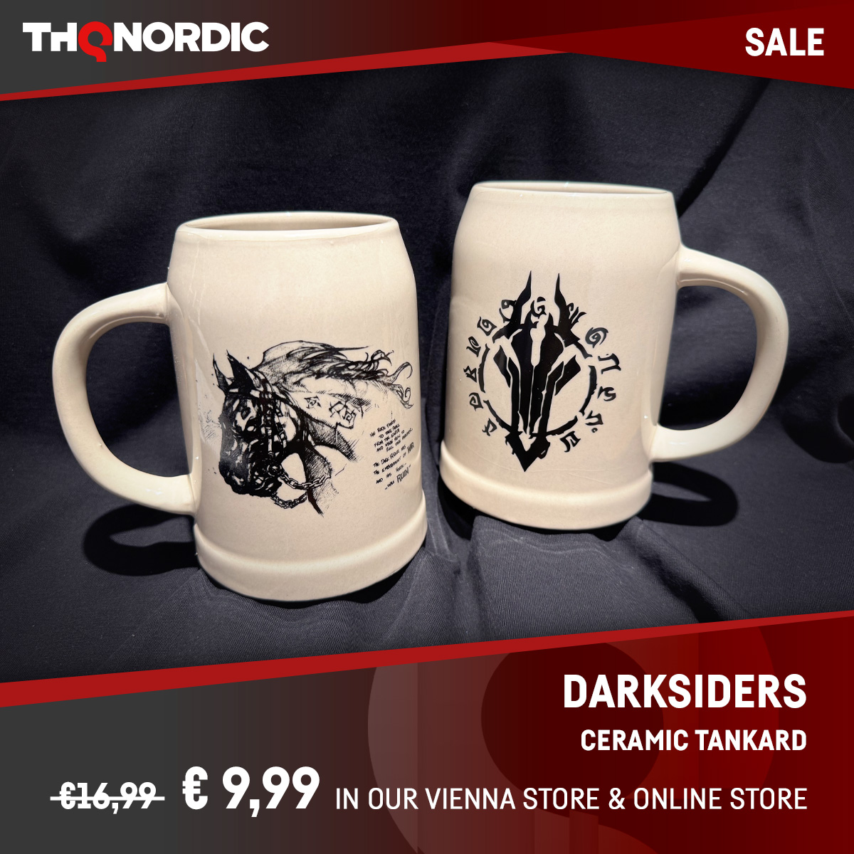 THQNordicStores's tweet image. One last sip and you'll be ready to ride.
Why not quaff it from your darksiders ceramic Tankard?
Now 40% off!
Limited time offer in our THQ Nordic online and Vienna Store.
eu.store.thqnordic.com/Darksiders-Wee…
#Darksiders #THQnordic #THQnordicStores #Horsemen #Ruin