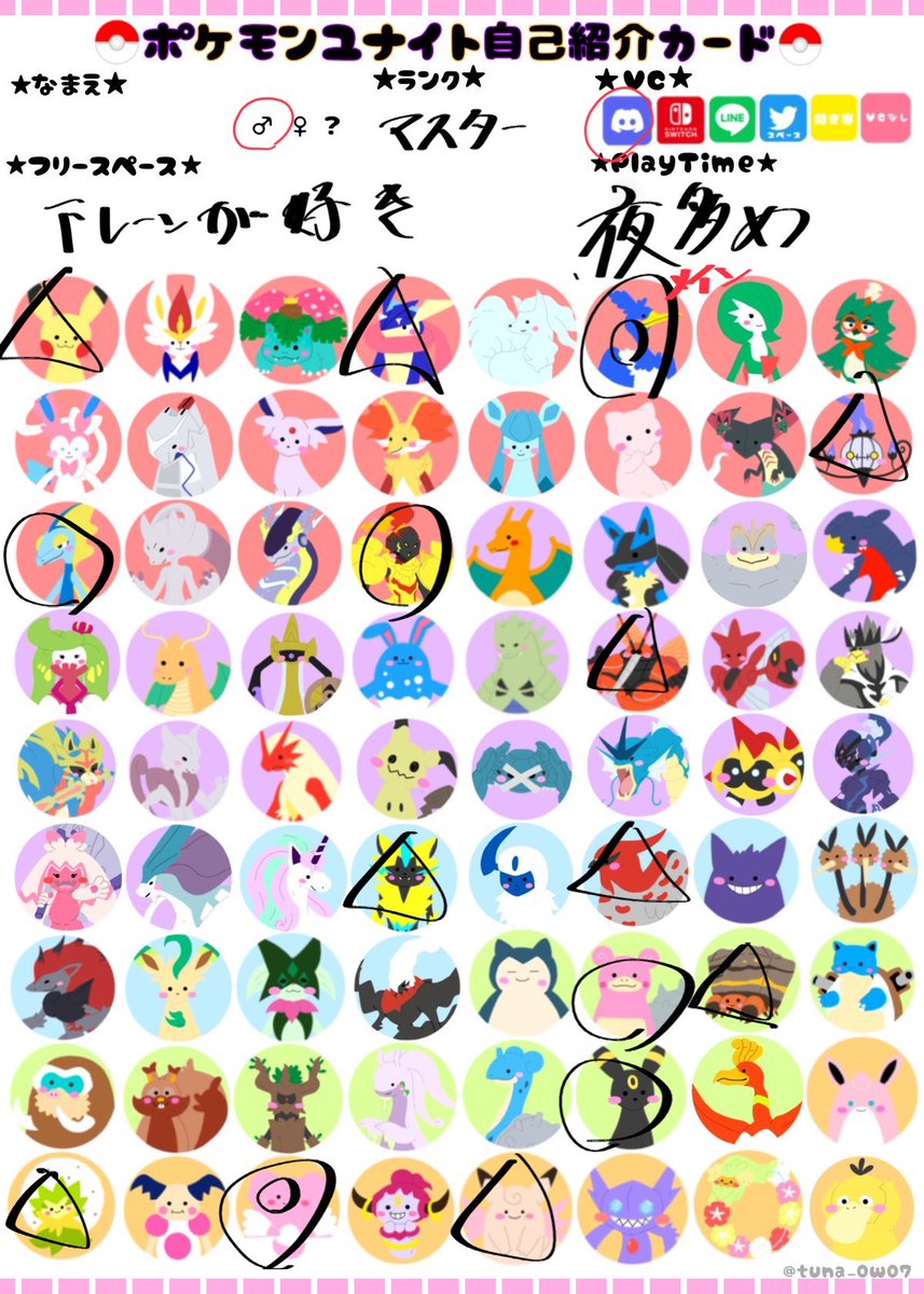 こういうの使うって聞いたので作ってみた。
◎→自信アリ　◯→使える　△→一応使えはする