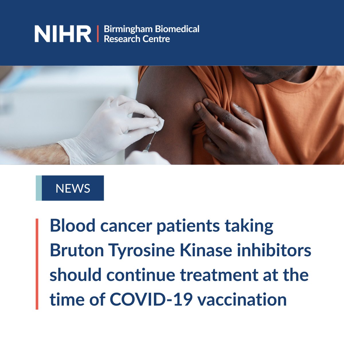 NIHR Birmingham Biomedical Research Centre (@birminghambrc) on Twitter photo Results from a trial led by Dr <a href="/low_helen/">Helen Parry 💙</a> show that #BloodCancer patients treated with Bruton Tyrosine Kinase inhibitors should continue taking the drug while having COVID-19 vaccinations, as pausing therapy doesn't improve antibody response to the vaccine
birminghambrc.nihr.ac.uk/news-and-event… Results from a trial led by Dr <a href="/low_helen/">Helen Parry 💙</a> show that #BloodCancer patients treated with Bruton Tyrosine Kinase inhibitors should continue taking the drug while having COVID-19 vaccinations, as pausing therapy doesn't improve antibody response to the vaccine
birminghambrc.nihr.ac.uk/news-and-event…
