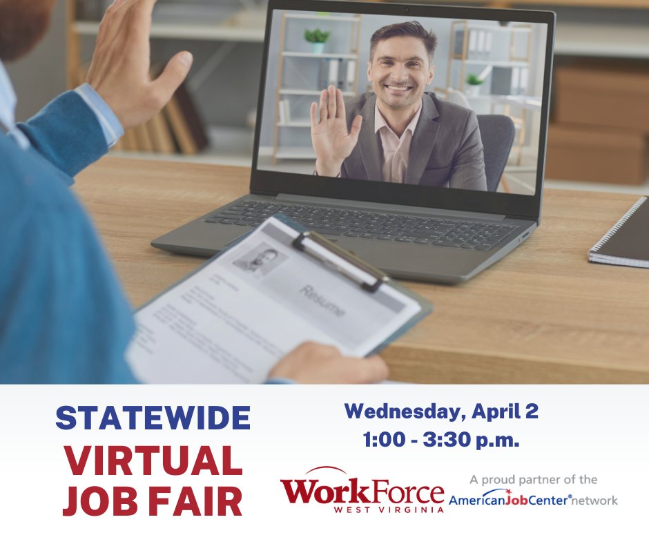 📣 Reminder! Join us for the April 2 Statewide Virtual Job Fair happening today from 1-3:30 p.m.! Register here and find your next career! bit.ly/3CPcEhW