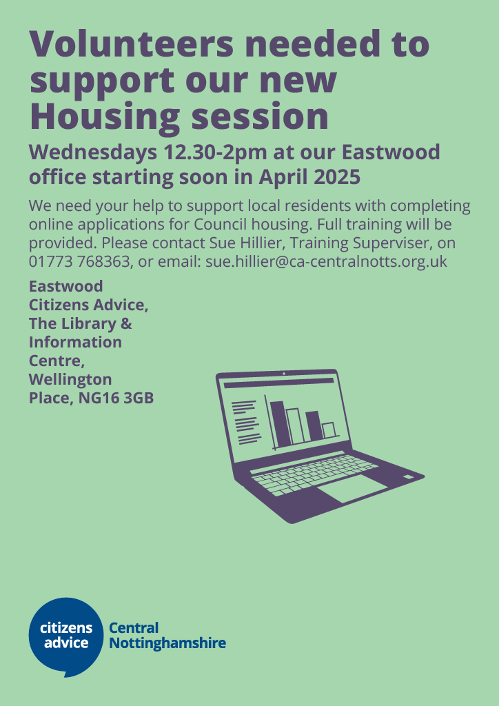 An exciting opportunity has arisen to be involved in our new housing session at our Eastwood Offices.