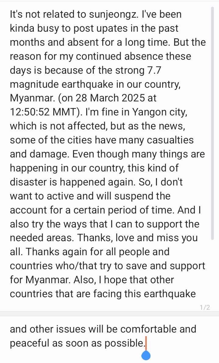 Sunjeongz0201's tweet image. Not related with sunjeongz and please don&apos;t mind this post. 

#whatshappeningnowinmyanmar 
#MyanmarEarthquake #HelpMyanmarQuake