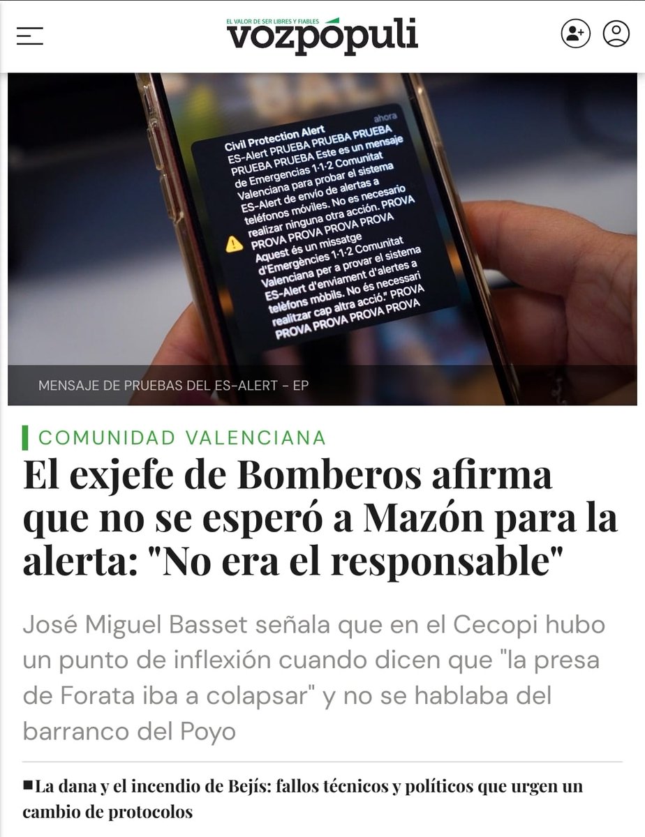 Josepepemorgan's tweet image. El jefe de bomberos confirma:
Mazón no es miembro del CECOPI y su presencia no era vinculante.
La alerta se envió cuando la CHJ alertó sobre Forata. En el CECOPI no se conoció sobre el Poyo.
Para enviar Es Alert hace falta la autorización del Gobierno de España.
👇🏻Continúa.