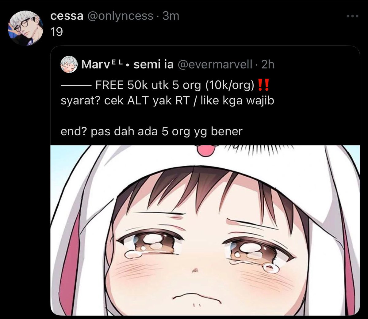 evermarvell's tweet photo. Congrats on winning! Claim lgs ke DM yak, tysm for joining this mini (random af) GA🫂
‼️Sesuai info sebelumnya, hadiah akan dibagi sesuai jml pemenang (3)

winners : @madhyungznoona @slytarien @onlyncess https://t.co/QcbZCfyIbz