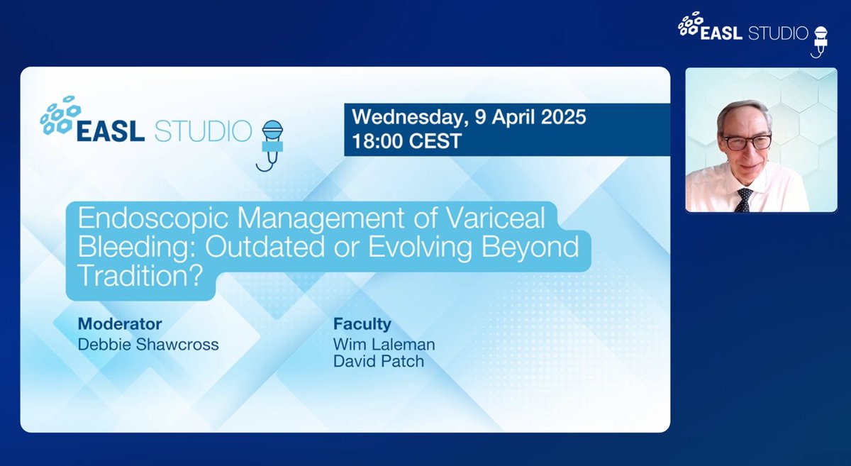 EASL Education (@easledu) on Twitter photo 📺 Next on #EASLStudio: Endoscopic Management of Variceal Bleeding: Outdated or Evolving Beyond Tradition?
Discover cutting-edge approaches to managing bleeding varices, the role of interventional radiology, and insights on EUS-guided portal pressure assessment.
Don't miss it: 📺 Next on #EASLStudio: Endoscopic Management of Variceal Bleeding: Outdated or Evolving Beyond Tradition?
Discover cutting-edge approaches to managing bleeding varices, the role of interventional radiology, and insights on EUS-guided portal pressure assessment.
Don't miss it: