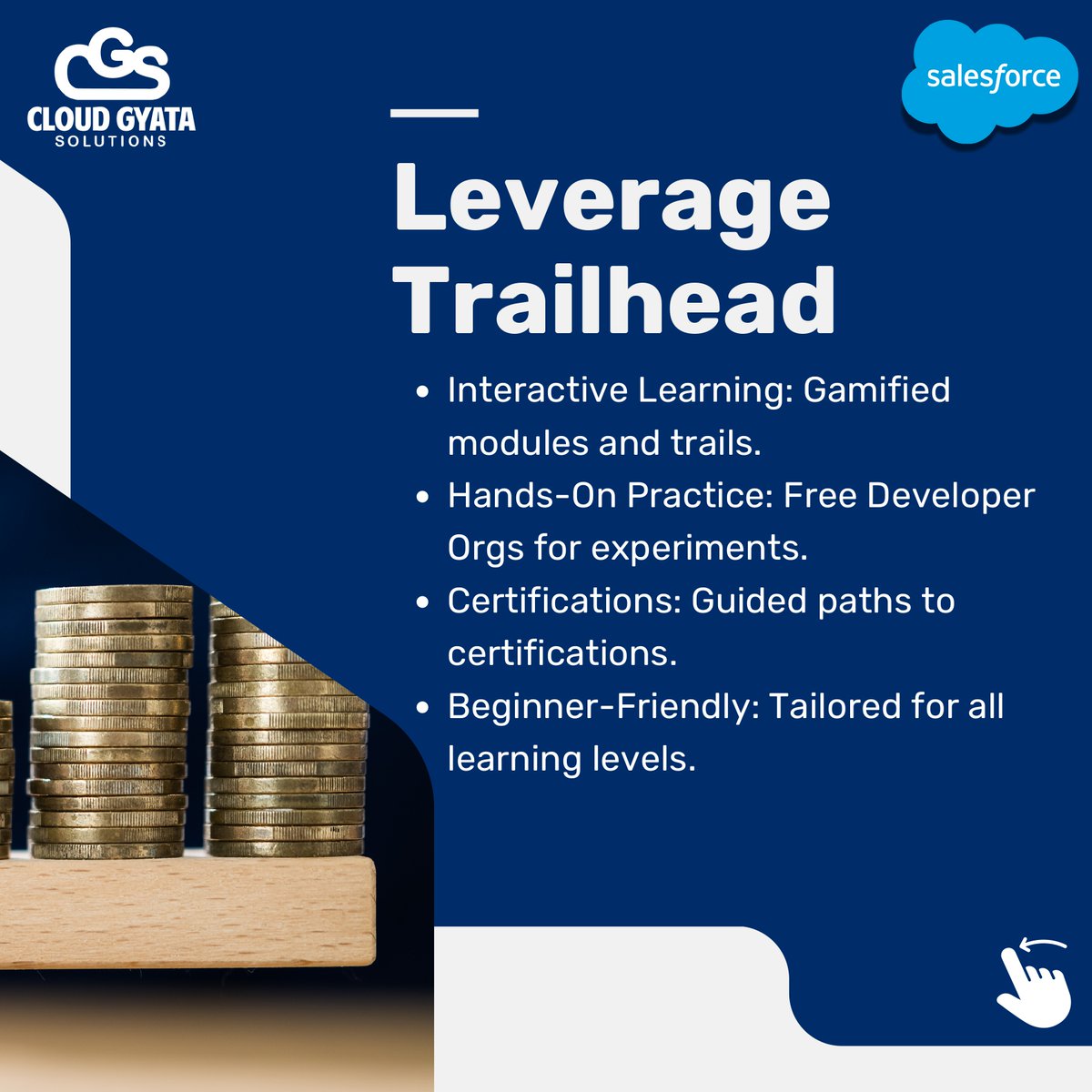 cloudgyata's tweet image. 🚀 Unlock your Salesforce developer potential with Cloud Gyata! Master Apex, Lightning Components, and the Salesforce ecosystem with hands-on projects. Stay curious, engage with the community, and shape your tech career! #CloudGyata #SalesforceDeveloper #TechCareer #CareerTips.