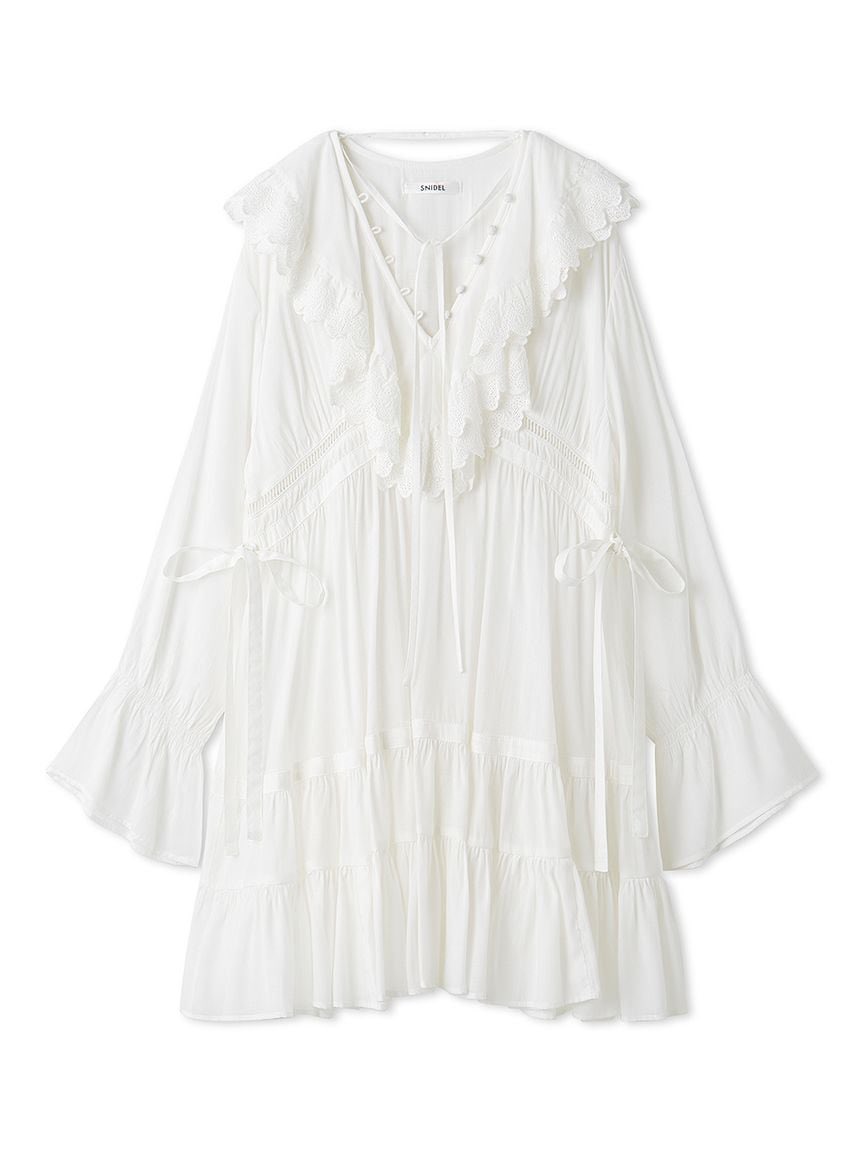 乃木坂46川﨑桜ちゃん着用 SNIDEL コットンライクラッフルカラーチュニック SNIDEL コットンライクラッフルカラーチュニック半袖バージョン