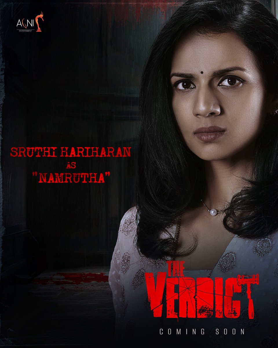Cinemapayyan (@cinemapayyan) on Twitter photo Another interesting character Intro poster of <a href="/sruthihariharan/">sruthihariharan</a> from #TheVerdict - In theatres worldwide Soon!💥
Sruthi Hariharan as Namrutha 🌟
Produced by <a href="/AgniEnt/">Agni Entertainment</a>
Written and Directed by <a href="/directionfx/">KrishnaSankar</a>
<a href="/varusarath5/">𝑽𝒂𝒓𝒂𝒍𝒂𝒙𝒎𝒊 𝑺𝒂𝒓𝒂𝒕𝒉𝒌𝒖𝒎𝒂𝒓</a> <a href="/hasinimani/">Suhasini Maniratnam</a> @prakashmohandas <a href="/GappiGopi/">Gopi Krishnan</a> <a href="/VidyuRaman/">Vidyu Raman</a> Another interesting character Intro poster of <a href="/sruthihariharan/">sruthihariharan</a> from #TheVerdict - In theatres worldwide Soon!💥
Sruthi Hariharan as Namrutha 🌟
Produced by <a href="/AgniEnt/">Agni Entertainment</a>
Written and Directed by <a href="/directionfx/">KrishnaSankar</a>
<a href="/varusarath5/">𝑽𝒂𝒓𝒂𝒍𝒂𝒙𝒎𝒊 𝑺𝒂𝒓𝒂𝒕𝒉𝒌𝒖𝒎𝒂𝒓</a> <a href="/hasinimani/">Suhasini Maniratnam</a> @prakashmohandas <a href="/GappiGopi/">Gopi Krishnan</a> <a href="/VidyuRaman/">Vidyu Raman</a>