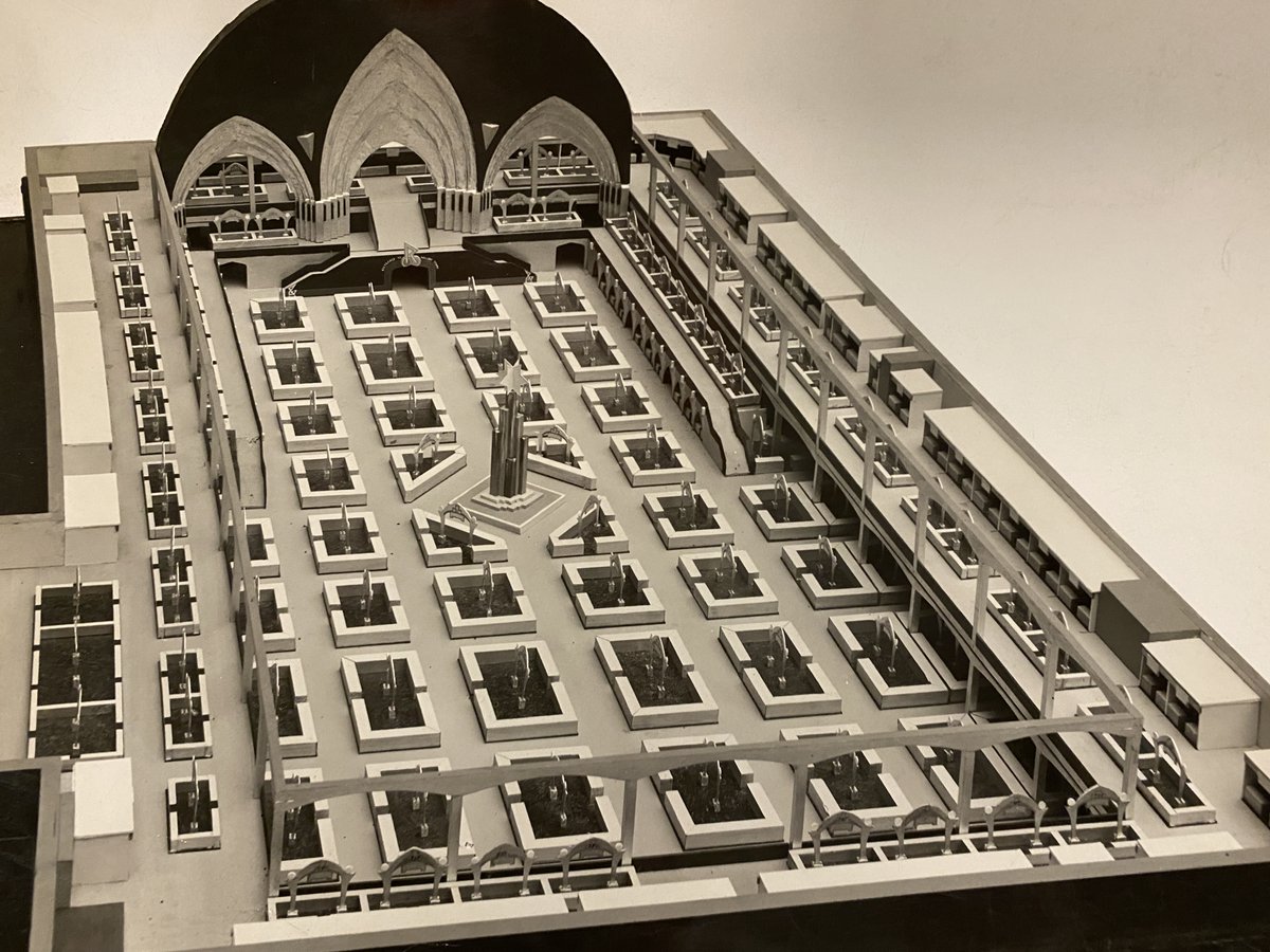 thorparchiveaub's tweet image. This interior model was to show the layout of a planned exhibition at Olympia in 1936, one of many similar models Thorp made during the interwar years as commercial and trade shows became in an increasingly important part of British industry.