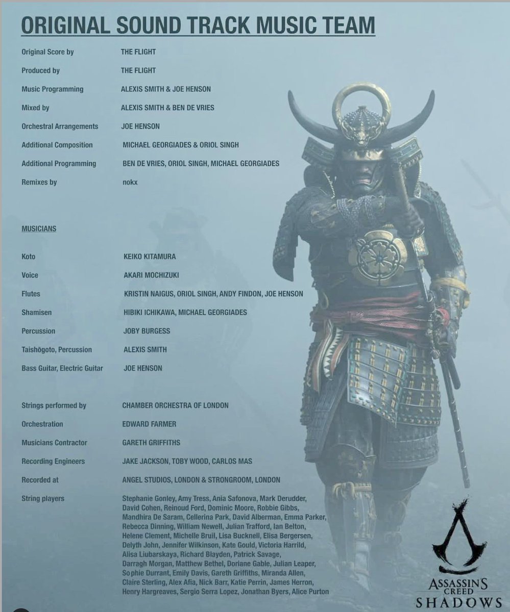 It was great returning to the Assassin's Creed universe making music for Assassin's Creed Shadows with The Flight!