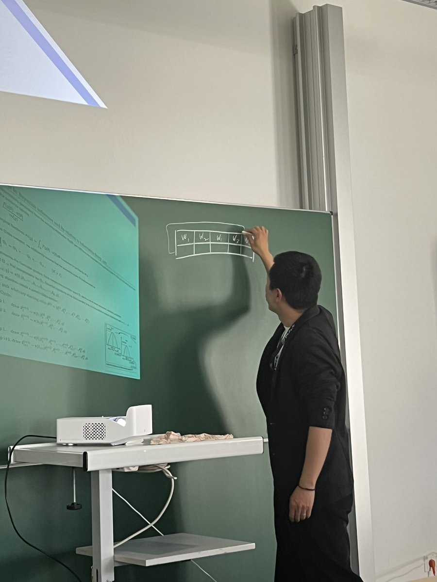 DH_Potsdam's tweet image. When was the last time you saw someone teach #DigitalHumanities with a chalkboard? 🧑🏫 @cnDuKeli of DH Trier explains the machinery behind #TopicModeling during the 2nd day of the #DHSpringSchool