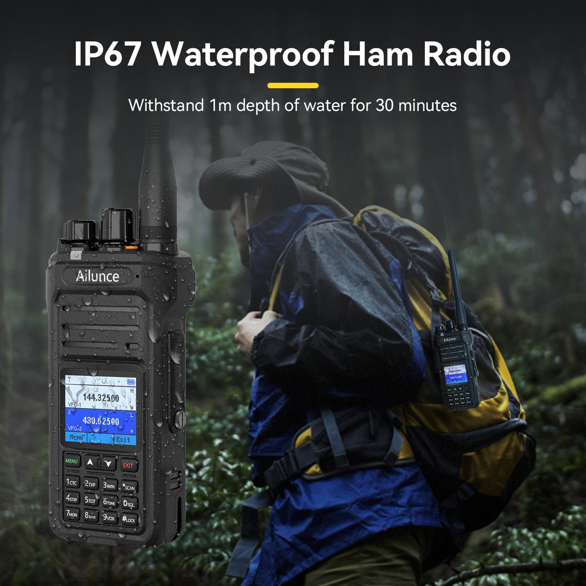 With AilunceHA1UV, push the Limits. Stay Connected Anytime, Anywhere.
 IP67 Waterproof – 1 meter deep for 30 minutes of seamless communication!
No matter where you are, stay linked to the world around you!
#AilunceHA1UV #hamradio #IP67  #waterproof #adventure  #outdoors