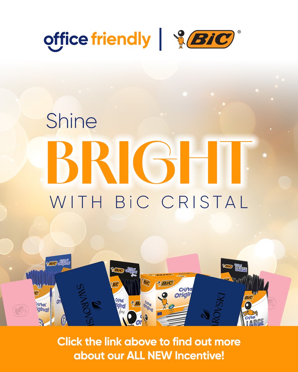 Win a Swarovski Crystal Gift Card with BiC 💎

The Office Friendly shareholder member who achieves the highest growth in BiC writing range sales through VOW Wholesale in Q2 2025 will win a Swarovski crystal gift card.

Find out more: officefriendly.co.uk/community/even…

#LuxuryReward