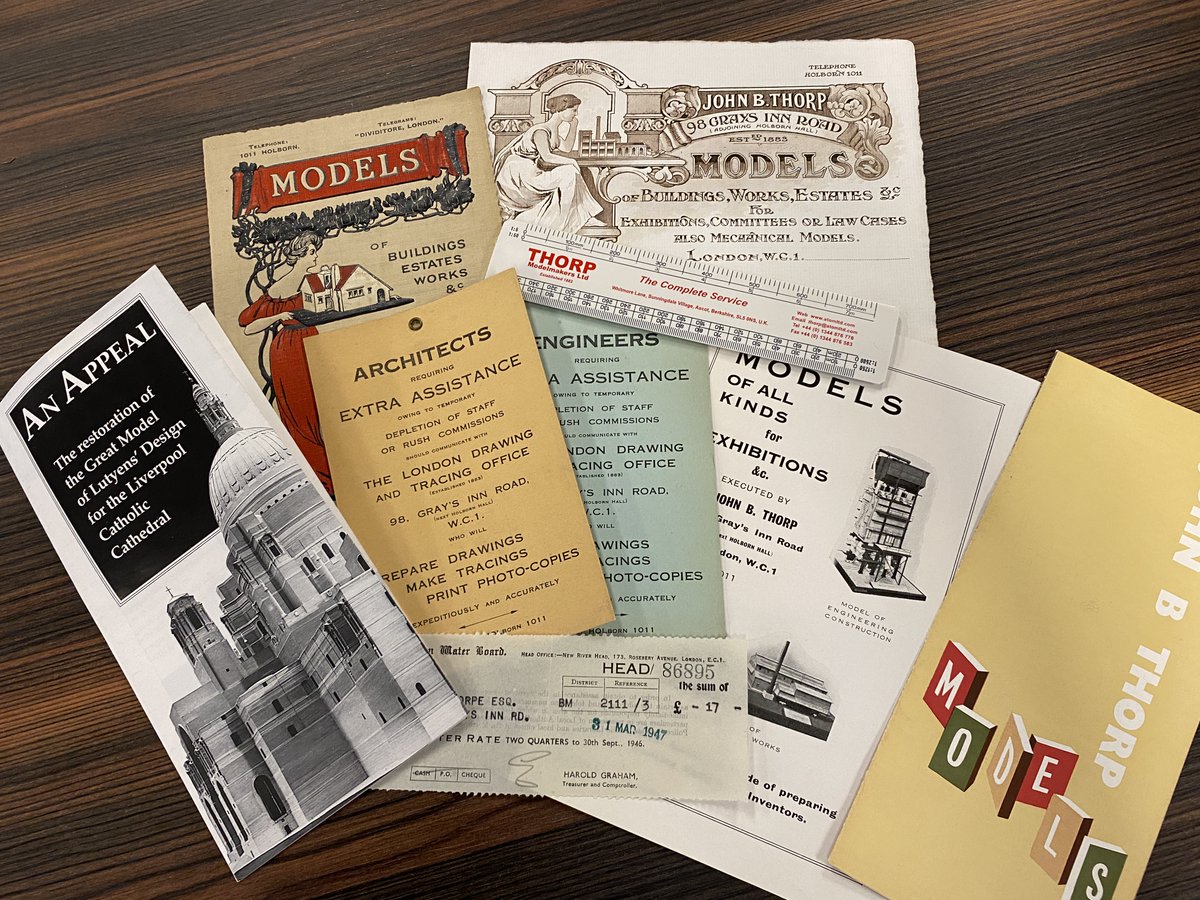 thorparchiveaub's tweet image. The Thorp Archive contains not just images of architectural models, but lots of documents relating to the 140 year history of the company, such as these lovely promotional items. The late-1990s ruler is something many modelmakers of the time will remember.