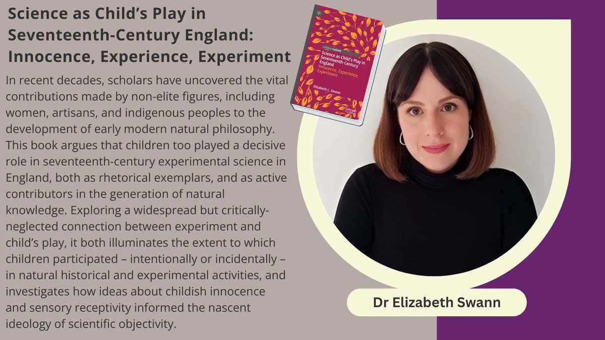 READEnglish's tweet image. This #InternationalChildrensBookDay, we are thrilled to highlight that Dr Elizabeth Swann’s new book on ‘Science as Child’s Play in Seventeenth-Century England’ is now published by @SpringerNature 👉 link.springer.com/book/10.1007/9…

Find out more about her work 👉 durham.ac.uk/staff/elizabet…
