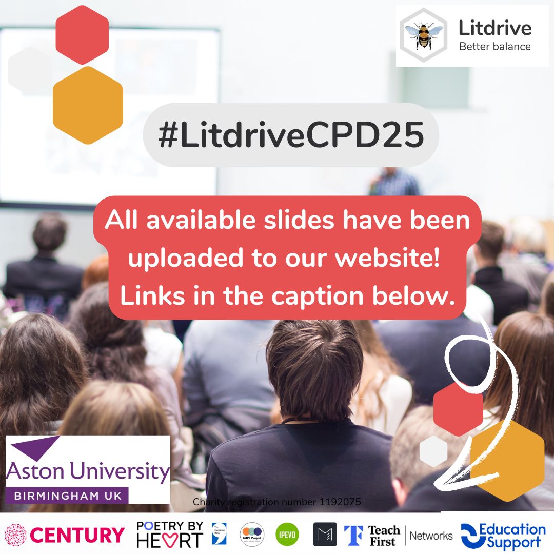 🚨 New upload 🚨 

#LitdriveCPD25: The available slides from our national conference are now up on our website. 🐝

🔗  Find them here: 
Session 1: buff.ly/UbFUJKL
Session 2: buff.ly/j8PVh4S
Session 3: buff.ly/RiakpU7

#LitdriveCPD #TeamEnglish