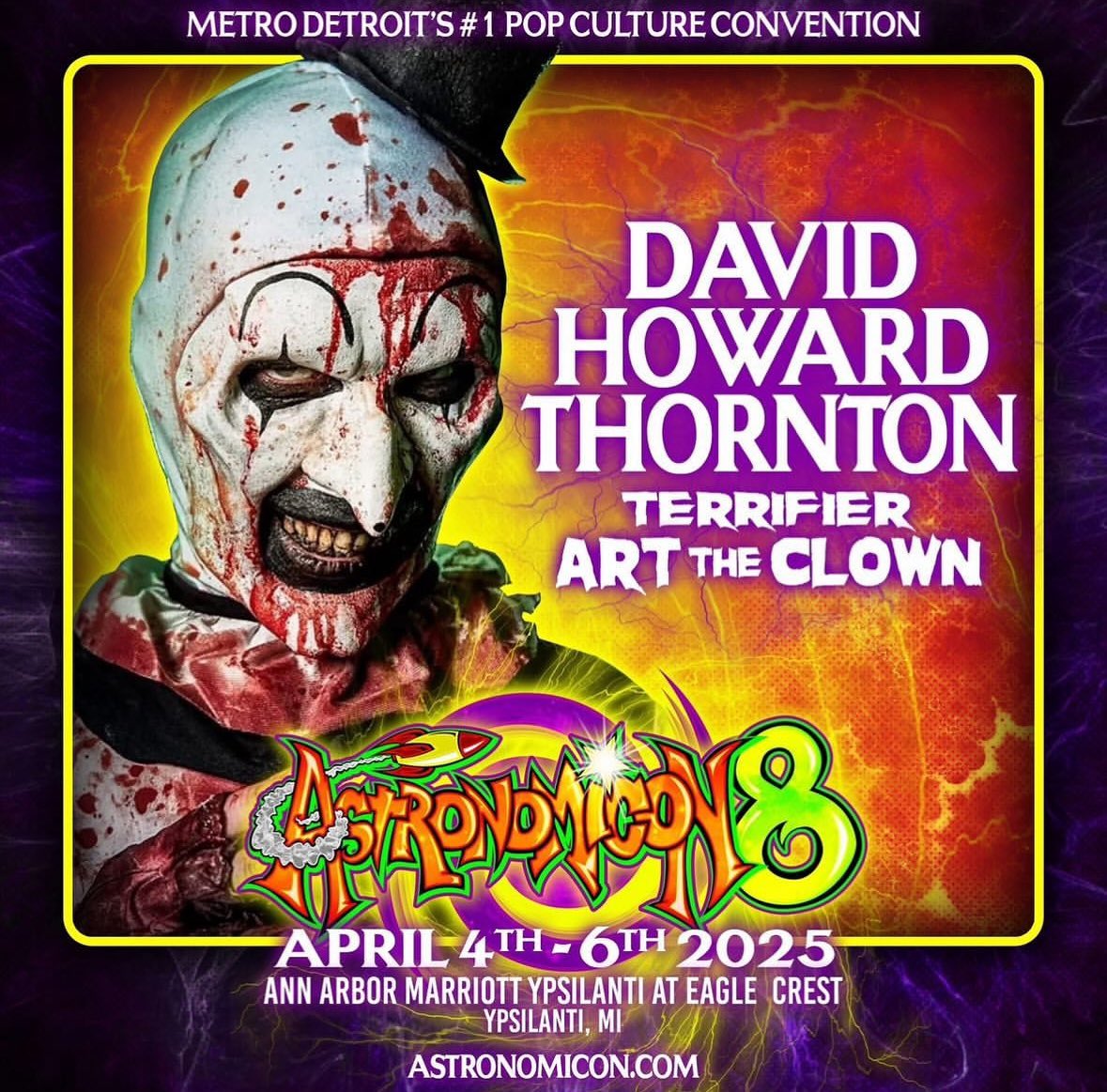 Majik Ninja Entertainment (@majikninjaent) on Twitter photo We are sooooo close now 🔪
<a href="/AstronomiconMI/">Astronomicon</a> 8️⃣ is this weekend‼️
You can meet David Howard Thornton “Art the Clown” himself, if you dare 🤡
Find out more ➡️ Astronomicon.com 🚀 We are sooooo close now 🔪
<a href="/AstronomiconMI/">Astronomicon</a> 8️⃣ is this weekend‼️
You can meet David Howard Thornton “Art the Clown” himself, if you dare 🤡
Find out more ➡️ Astronomicon.com 🚀