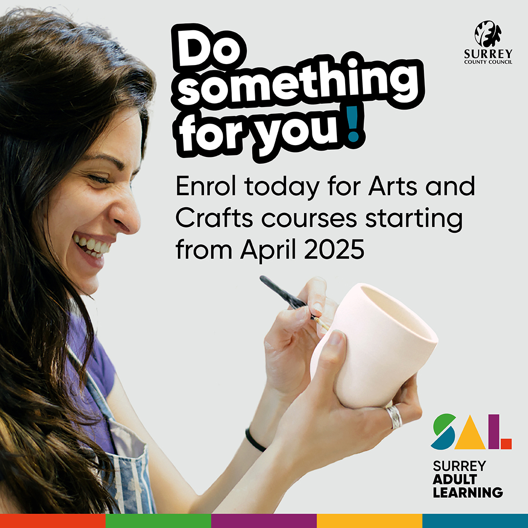 Surrey_AL's tweet photo. ☀️ Kickstart Your Summer! ☀️
☀️ Our Arts and Crafts courses are now open for enrolment! ☀️

Enrol today for courses starting from Monday 28 April 2025. https://t.co/G4rxqKZJLB

Secure your place today! Link in comments. ⬇️ 

#AdultLearning #SummerTerm https://t.co/iQwgVgvkjF