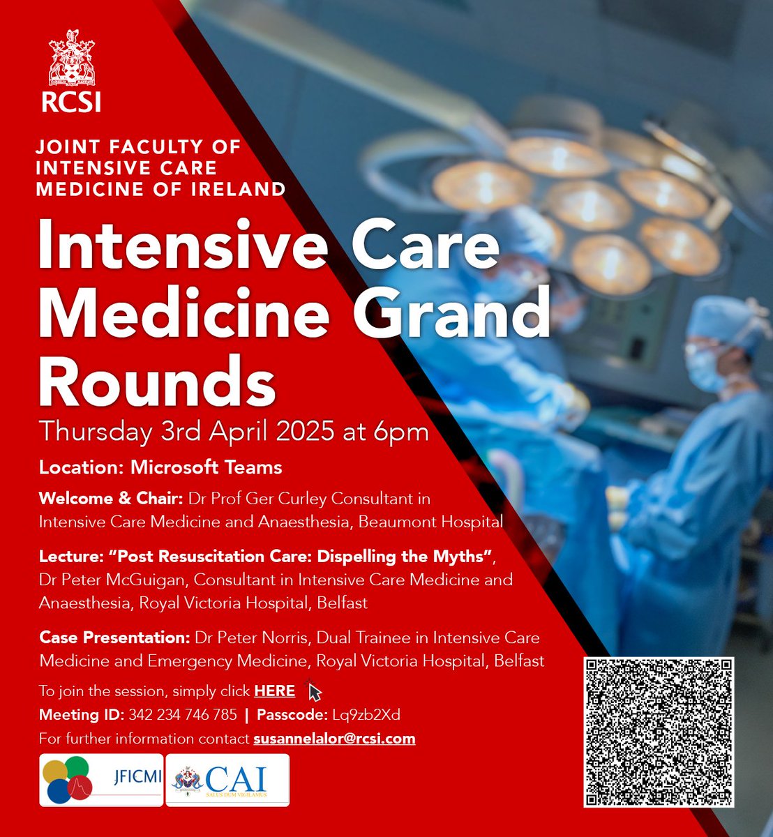 Intensive Care Medicine Grand Rounds will return tomorrow, Thursday, 3rd April, at 6pm. Our colleagues from the Royal Victoria Hospital in Belfast will be presenting "Post Resuscitation Care: Dispelling the Myths." Looking forward to welcoming you all.