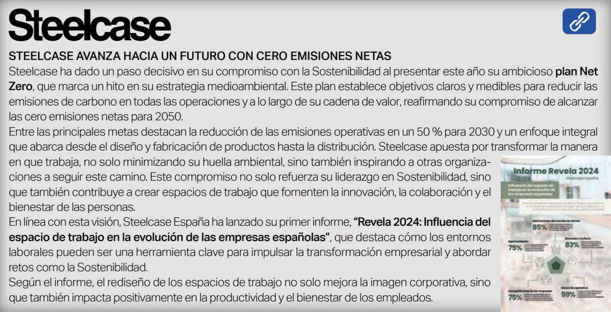 Corresponsables (@corresponsables) on Twitter photo 📖 Descubre las buenas prácticas de <a href="/SteelcaseEspana/">Steelcase España</a> en el #20AnuarioCorresponsables 👉 publicaciones.corresponsables.com/publication/b6…
Steelcase avanza con su plan #NetZero, un paso fundamental hacia un futuro con #ceroemisiones netas:
Algunos hitos destacados:
🌱 Compromiso con cero emisiones 📖 Descubre las buenas prácticas de <a href="/SteelcaseEspana/">Steelcase España</a> en el #20AnuarioCorresponsables 👉 publicaciones.corresponsables.com/publication/b6…
Steelcase avanza con su plan #NetZero, un paso fundamental hacia un futuro con #ceroemisiones netas:
Algunos hitos destacados:
🌱 Compromiso con cero emisiones