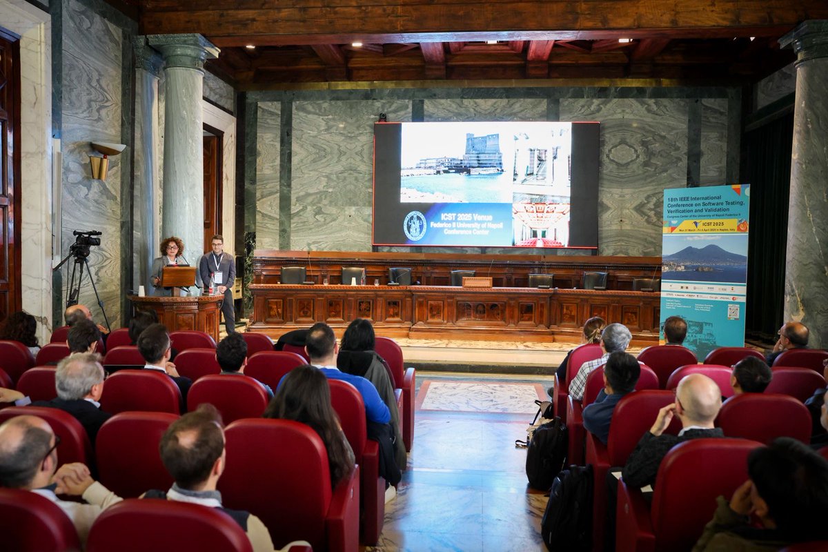 ICSTconf's tweet image. ICST 2025 was officially opened this morning ๐๐๐
We are glad to be hosted by the University of Naples Frederico II in their beautiful conference center ๐
Some impressions from our opening session ๐งต