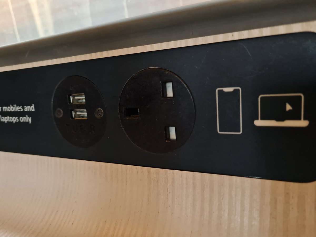 Paul Markham ☁️ 📺️ 📻️ ☁️ (@mediatechpaul) on Twitter photo It's an enticing array of power options <a href="/AvantiWestCoast/">Avanti West Coast</a>, there are even wireless charging spots on the tables.
It's just a real shame its all completely dead, with no power for anyone.
<a href="/Modern_Railways/">Modern Railways</a> <a href="/GarethDennis/">Gareth Dennis</a> It's an enticing array of power options <a href="/AvantiWestCoast/">Avanti West Coast</a>, there are even wireless charging spots on the tables.
It's just a real shame its all completely dead, with no power for anyone.
<a href="/Modern_Railways/">Modern Railways</a> <a href="/GarethDennis/">Gareth Dennis</a>
