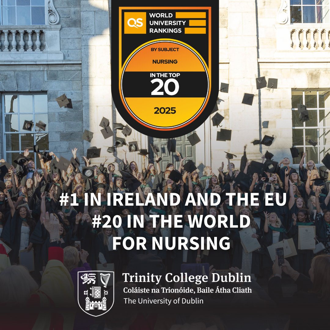 School of Nursing & Midwifery, TCD (@tcd_snm) on Twitter photo Trinity College Dublin is number one for Nursing in both Ireland and the European Union, and has risen to 20th worldwide according to the QS World University Rankings by Subject 2025.
At <a href="/TCD_SNM/">School of Nursing & Midwifery, TCD</a> we are proud of our exceptional students, graduates, researchers, academics and Trinity College Dublin is number one for Nursing in both Ireland and the European Union, and has risen to 20th worldwide according to the QS World University Rankings by Subject 2025.
At <a href="/TCD_SNM/">School of Nursing & Midwifery, TCD</a> we are proud of our exceptional students, graduates, researchers, academics and