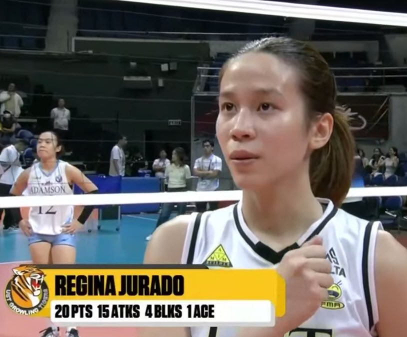 volleytiger's tweet photo. Kung buhat na buhat ng Detdet-Cassie-Angge trifecta ang UST last season, this season naman it’s Reg Jurado’s time to shine.

QUEEN TIGRESS!!! https://t.co/QKWl5wl9Hr
