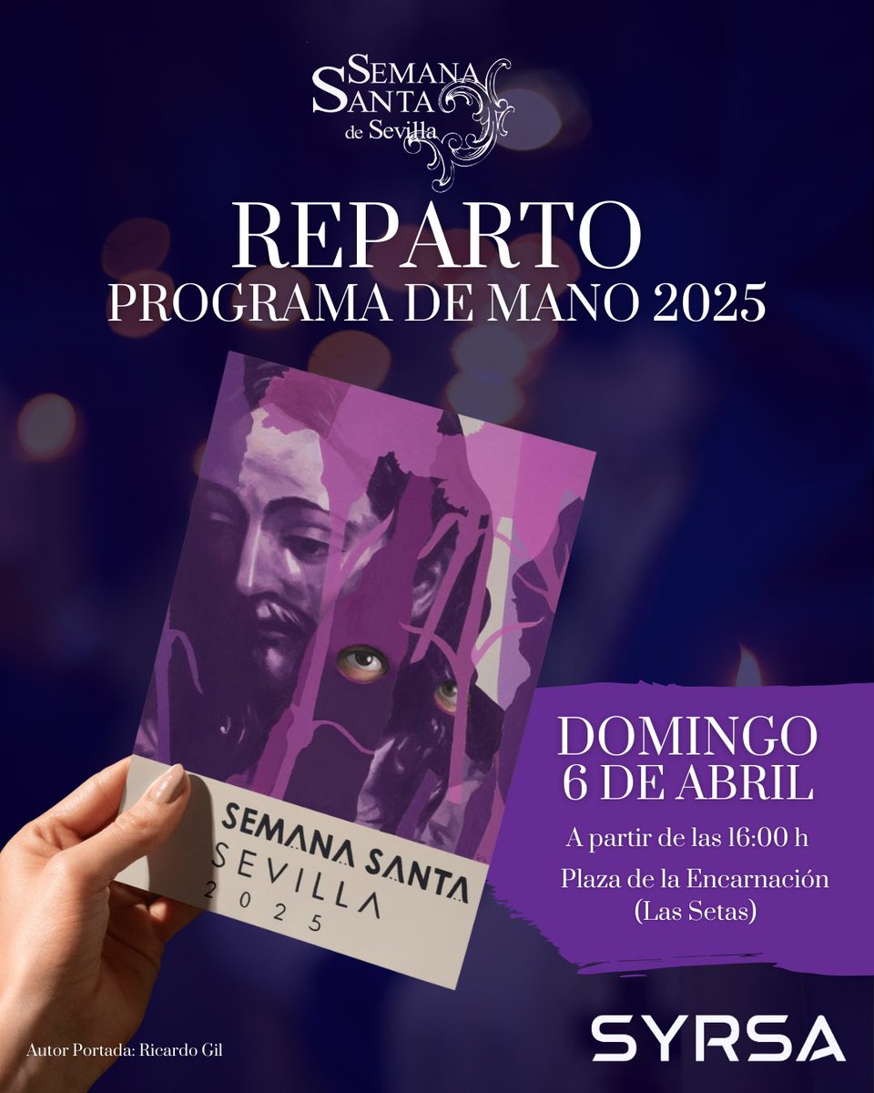 Semana Santa TV (@ssantatv) on Twitter photo ð£ ððð©ðð«ððš ðð«ðšð ð«ððŠð ðð ððð§ðš ðð 'ðððŠðð§ð ððð§ðð ðð ððð¯ð¢ð¥ð¥ð ðððð'.
Un nuevo año volvemos a repartir nuestro programa de mano. ðð
ð
Domingo, 6 de abril.
ð Desde las 16:00 h.
ð Plaza de la Encarnación (Setas).
¡Os esperamos! ð ð£ ððð©ðð«ððš ðð«ðšð ð«ððŠð ðð ððð§ðš ðð 'ðððŠðð§ð ððð§ðð ðð ððð¯ð¢ð¥ð¥ð ðððð'.
Un nuevo año volvemos a repartir nuestro programa de mano. ðð
ð
Domingo, 6 de abril.
ð Desde las 16:00 h.
ð Plaza de la Encarnación (Setas).
¡Os esperamos! ð