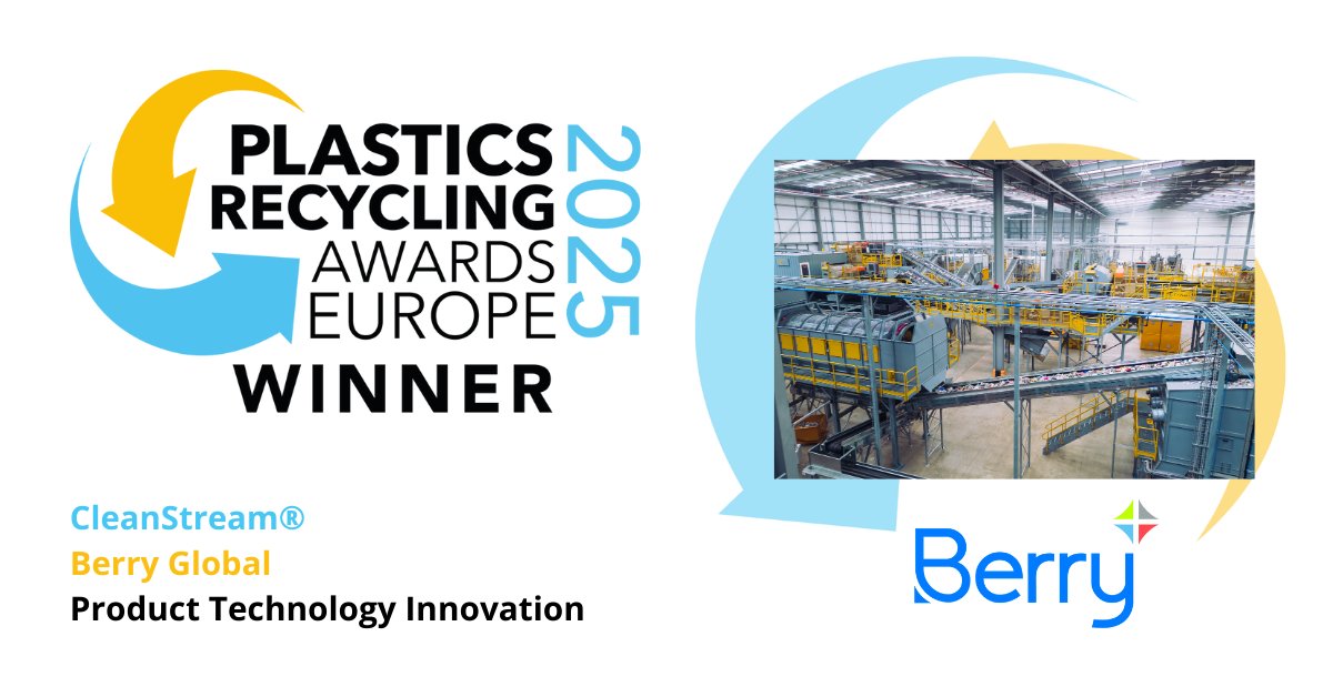 Congratulations to Berry Global WINNERS of Product Technology Innovation of the Year in the Plastics Recycling Awards Europe CleanStream®  #PRAE2025