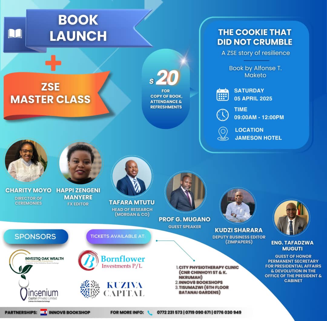 Uncle Bobby (@bryan_kuzzy) on Twitter photo Final preparations are underway!
Join us for an upcoming Book Launch, ZSE Masterclasss, and an insightful Q&A session with <a href="/BgoniJustin/">Justin Bgoni</a>, featuring exclusive coverage by ZBC.
Grab your last-minute tickets and join us this coming Saturday, 5th of April 2025. <a href="/MakerCent/">The Cent Maker</a> <a href="/ZSE_ZW/">Zimbabwe Stock Exchange(ZSE)</a> Final preparations are underway!
Join us for an upcoming Book Launch, ZSE Masterclasss, and an insightful Q&A session with <a href="/BgoniJustin/">Justin Bgoni</a>, featuring exclusive coverage by ZBC.
Grab your last-minute tickets and join us this coming Saturday, 5th of April 2025. <a href="/MakerCent/">The Cent Maker</a> <a href="/ZSE_ZW/">Zimbabwe Stock Exchange(ZSE)</a>