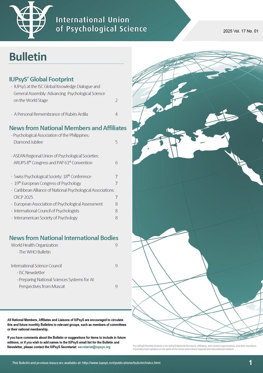 The latest edition of the IUPsyS Bulletin may be viewed online: iupsys.net/wp-content/upl…
