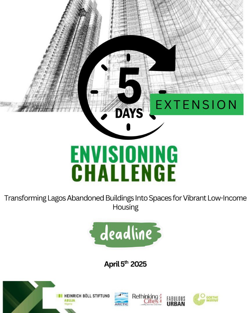 We heard you! The submission deadline has been extended to April 5th to give more time for those still working on their proposals. If you haven’t submitted yet, this is your chance!

Deadline: April 5th, 2024

ng.boell.org/en/2025/02/14/…

#EnvisioningChallenge #DeadlineExtended