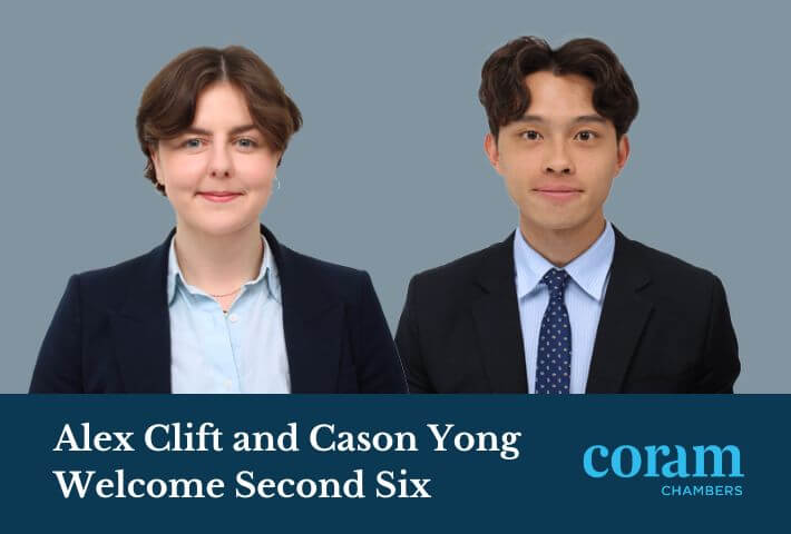 Coram Chambers is pleased to announce that our pupil barristers, Cason Yong and Alex Clift, have commenced their second six and are available to take instructions from 1 April 2025.
Read more here: tinyurl.com/6s2kxdf6