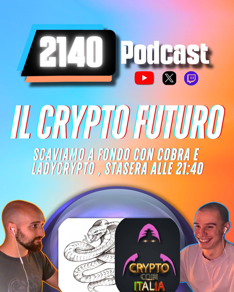EGREGI, stasera si va live con due ospiti: <a href="/DexCobra/">cobradex</a> e LadyCrypto😩

Siamo già caldi come boiler in mezzo al Sahara🌵

E occhio al menù speciale: oltre a meme e classica market analysis, andremo a prevedere il futuro delle crypto completando diverse frasi👀

Ci vediamo alle 21:40