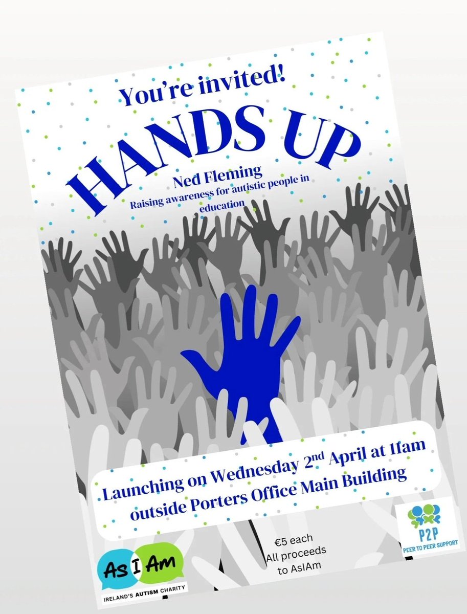 SETU_CWScience's tweet image. Hands Up is here! Launched today by Ned Fleming, Hands Up raises awareness for autistic students in education. This student-led project, started by Evelyn Cooper and supported by the SETU Peer Mentor Programme, highlights the power of inclusion and understanding #AutismAwareness