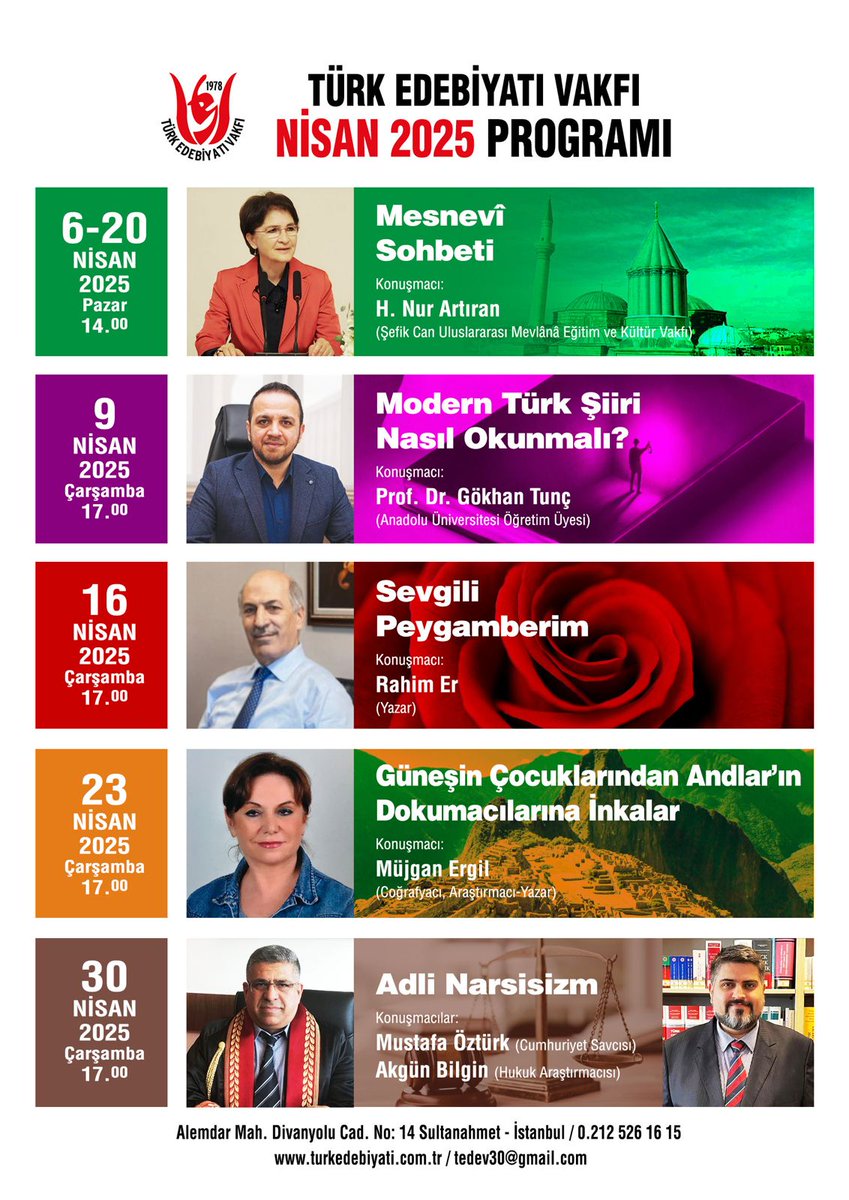 Nisan ayı programlarımızda görüşmek dileğiyle...