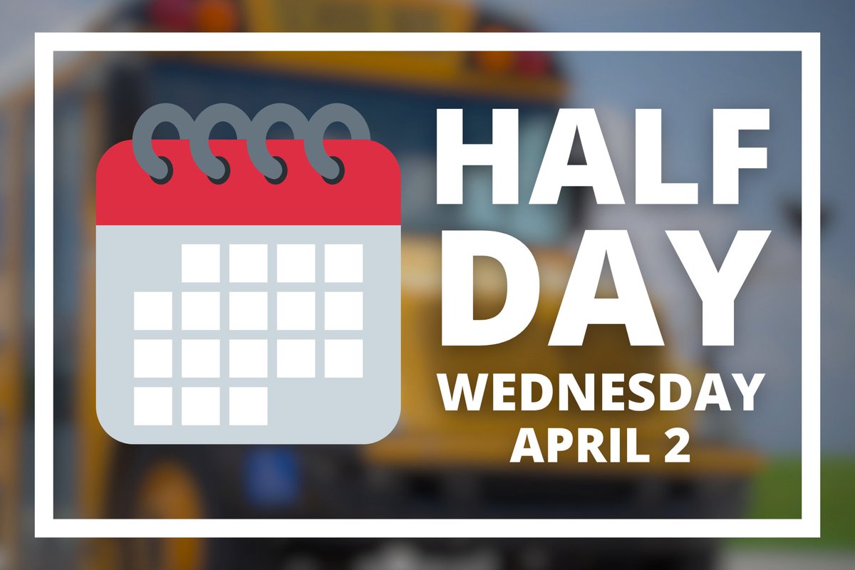 Alcoa City Schools will observe a half day on Wednesday, April 2nd. Please refer to school websites for dismissal times. edl.io/n2053735