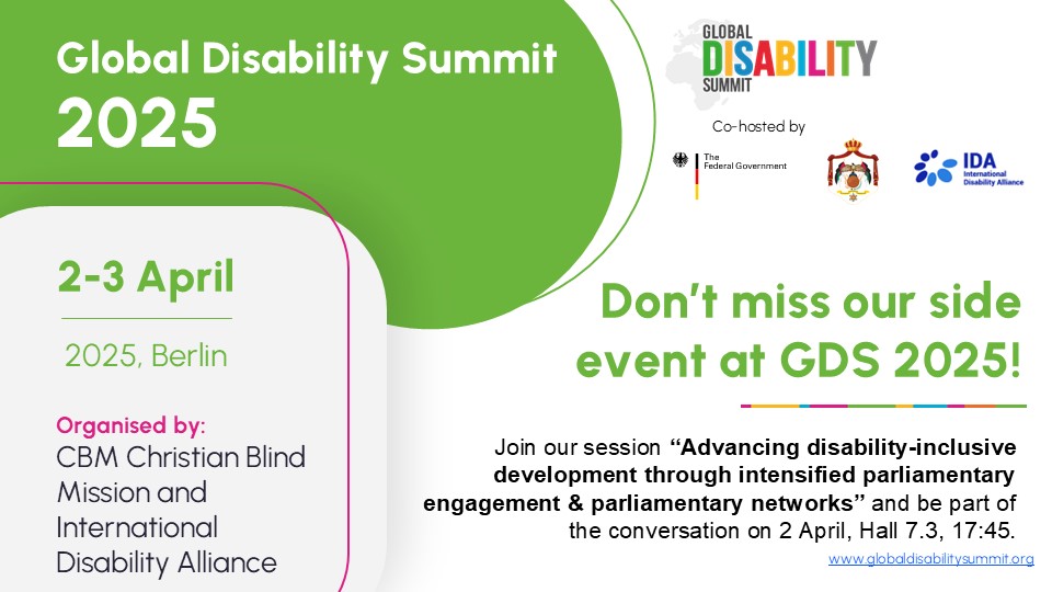 CBM Christian Blind Mission (@cbmworldwide) on Twitter photo Join #CBM and <a href="/IDA_CRPD_Forum/">International Disability Alliance (IDA)</a> at our #GDS2025 side event today at 17:45pm, focused on advancing #DisabilityInclusiveDevelopment through intensified parliamentary engagement 🌐 <a href="/Parliament_Ug/">Parliament of Uganda</a> <a href="/neemalugangira/">Neema Lugangira</a> <a href="/Senatejordan/">The Jordanian Senate</a> @redxguate Join #CBM and <a href="/IDA_CRPD_Forum/">International Disability Alliance (IDA)</a> at our #GDS2025 side event today at 17:45pm, focused on advancing #DisabilityInclusiveDevelopment through intensified parliamentary engagement 🌐 <a href="/Parliament_Ug/">Parliament of Uganda</a> <a href="/neemalugangira/">Neema Lugangira</a> <a href="/Senatejordan/">The Jordanian Senate</a> @redxguate
