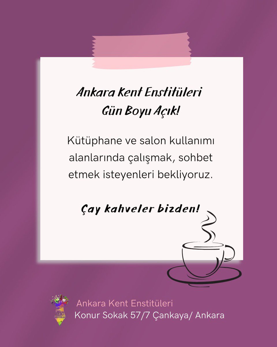 Ders çalışmak veya sosyalleşmek için tüketmek zorunda değiliz!

Her türlü tüketimi ve satın almayı durdurduğumuz bugün, Ankara Kent Enstitüleri'nin kapıları herkese açık.

Çayımız kahvemiz hazır, bekliyoruz! ☕️