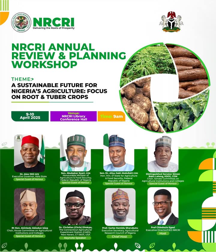 IT'S 7 DAYS AWAY🌿

It's 7 days to our 2025 #Annual Review and Planning Workshop, with the theme:  "A Sustainable Future for Nigeria's Agriculture: Focus on Root &amp; Tuber Crops." 

9th -10th of April, 2025 

<a href="/cegesi/">Chiedozie Egesi</a> <a href="/aatfafrica/">AATF Africa</a> <a href="/NGfmafs/">Nig Federal Ministry of Agriculture &Food Security</a> <a href="/umudike_seeds/">Umudike Seeds</a> 
#NRCRIAnnualReview2025