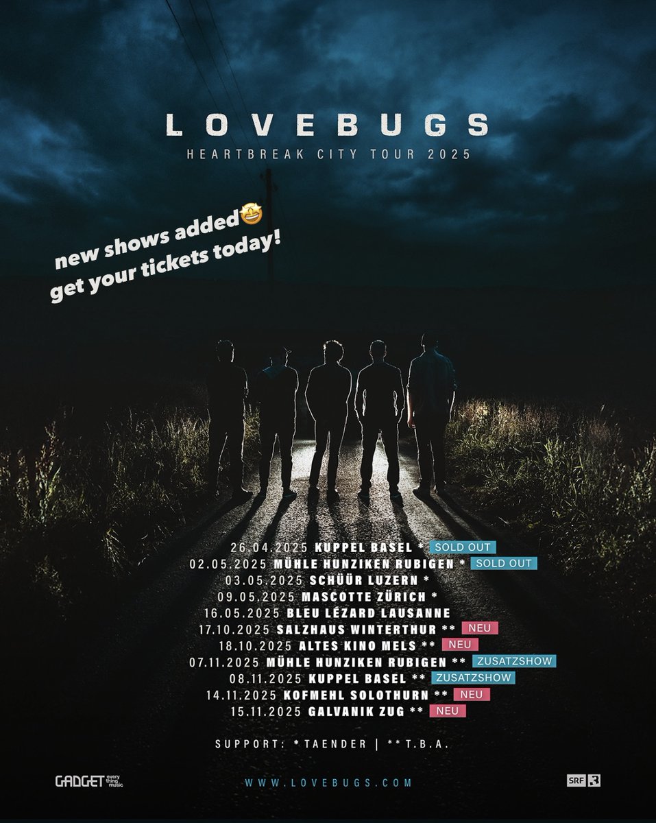 Neue Shows bestätigt 🚀🔥 Sichere dir jetzt dein Ticket für Winterthur, Mels, Solothurn und Zug! linktr.ee/lovebugsshows