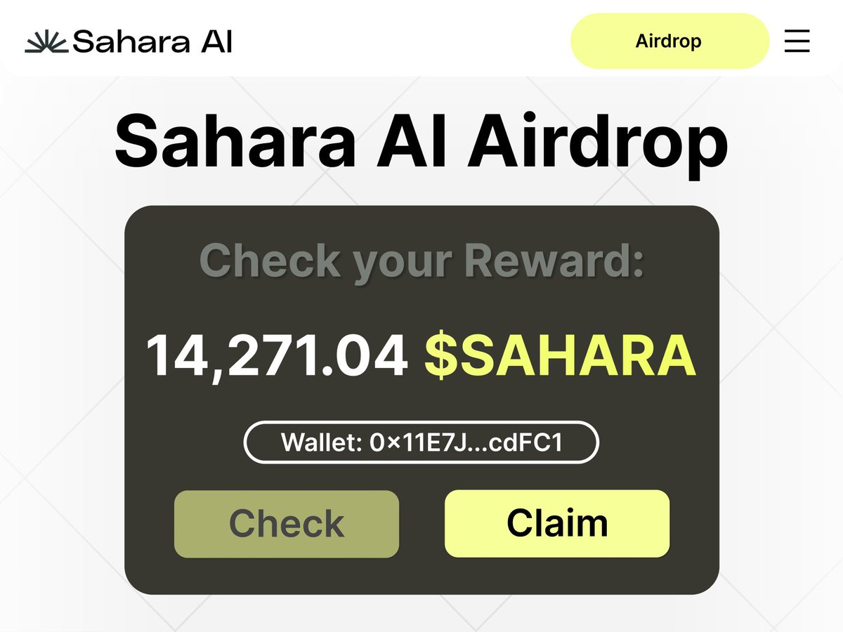 BIG AIRDROP - SAHARA AI Confirmed!

- Time: 3-6 min
- Cost: Free
- Reward: $2,700

Here's video guide + secret combinations 🧵👇