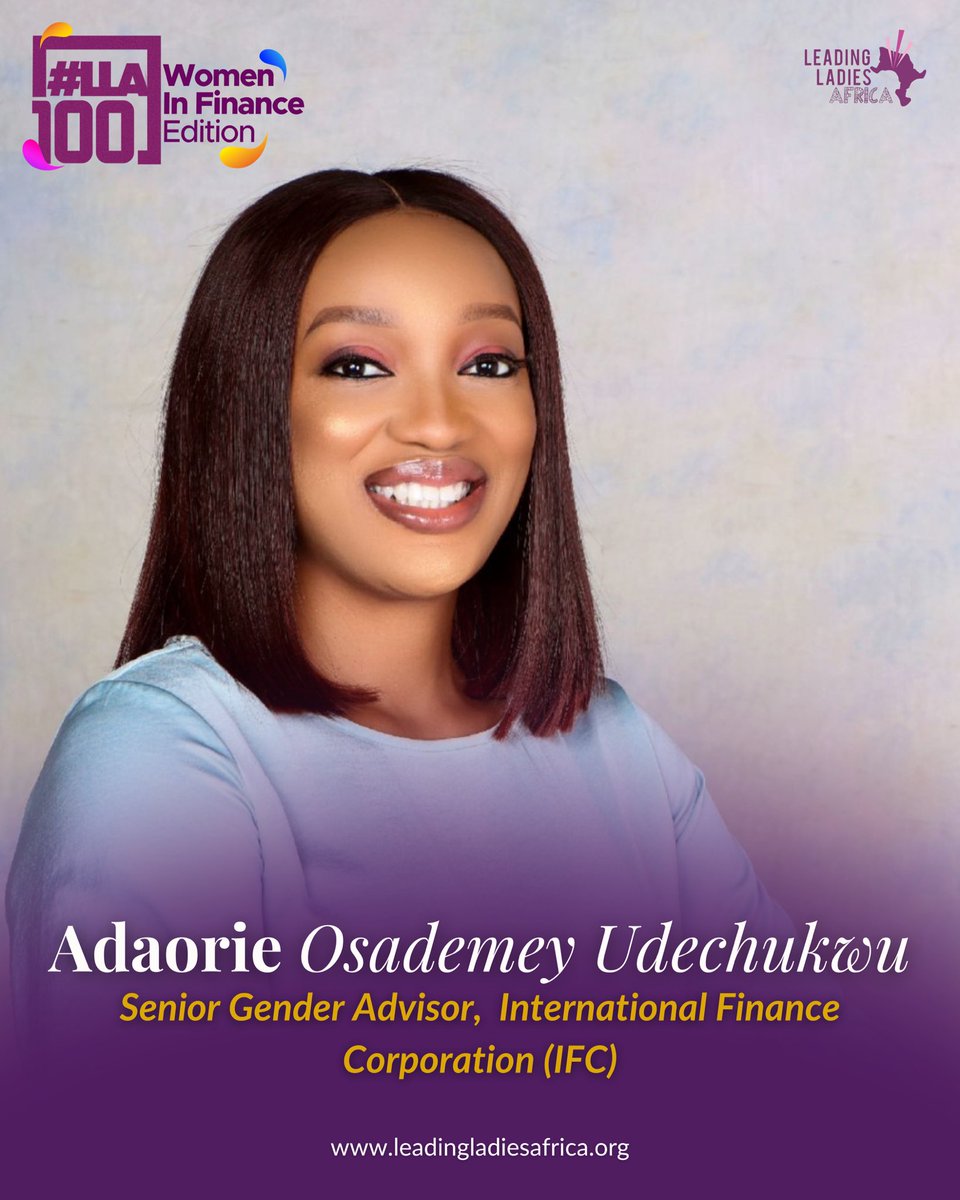 Ifedayo Durosinmi-Etti <a href="/ifedurosinmiE/">Ife Durosinmi - Etti</a> - CEO and Founder of Herconomy <a href="/herconomy/">Herconomy</a> 

Adaorie Osademey Udechukwu - Senior Gender Advisor , International Finance Corporation <a href="/IFC_org/">IFC</a>